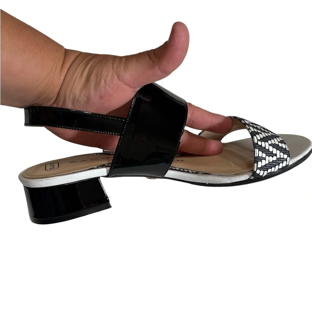 Sacha London Black and white Patterned Sandals,Hand Made in Spain,Size 38